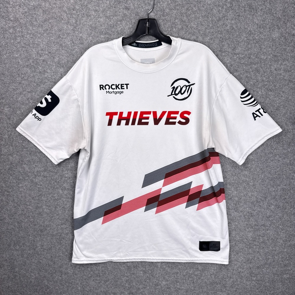 100 Thieves 2021 Foundations Jersey Mens XL White Esports Gaming Shirt